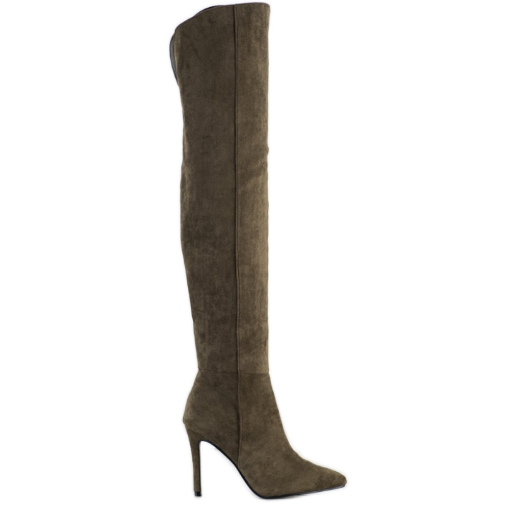 Moss green thigh high boots
